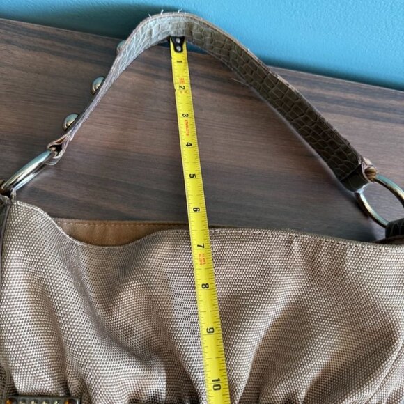 Kathy Van Zeeland Gold Jewel Embellished Shoulder Bag Croc Trim  Back Pocket - Picture 11 of 15